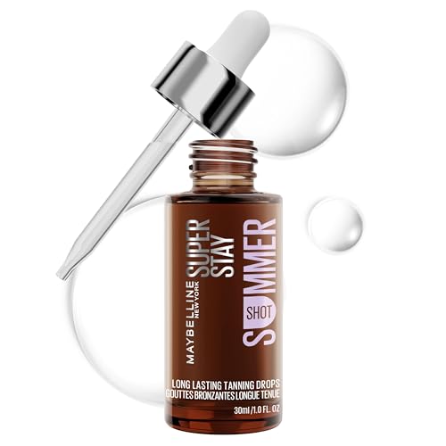 Maybelline Super Stay Summer Shot Face Tanning Drops Customizable Self Tan for 96 Hours with 2% Hyaluronic Acid For Face and Neck Buildable Streak-Free Universal Shade Summer Tan 1 Count