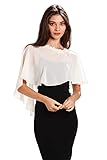Central Chic Capelet en mousseline de soie pour femme avec bordure en dentelle pour mariage, mariée, demoiselles d'honneur. Cette cape de mariage ajoute une touche élégante à toutes les tenues de soirée, mariées et demoiselles d'honneur.