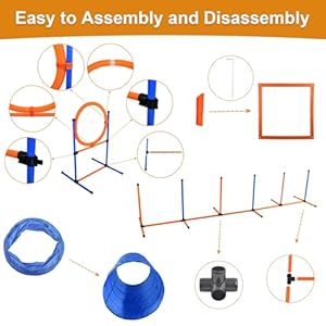 Agility Training Equipment for Dogs, Dog Agility Course Backyard Set Include Tunnel, Jumping Ring, Pause Box, 6 Weave Poles with Carry Bags Agility Training Equipment for Dogs Dog Agility Course Backyard Set Include Tunnel Jumping Ring Pause Box 6 Weave Poles with Carry Bags