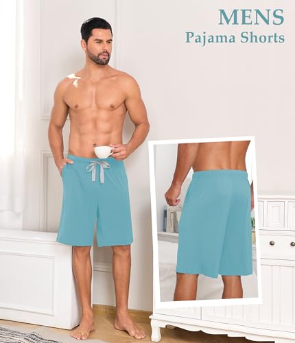 Image of CF Mens Pajama Shorts Bamboo Rayon & Cotton Sleep Shorts Lightweight Pants | Mens sleep shorts,Lightweight lounge pants,Bamboo rayon & cotton pajama shorts men,Soft pj bottoms with pockets 2 or 3 Pack