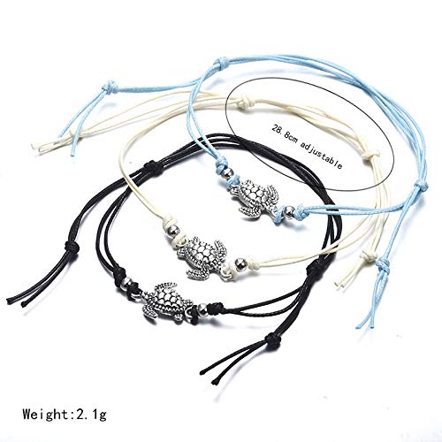 Image of Softones Blue Starfish Turtle Anklet Multilayer Charm Beads Sea Handmade Boho Anklet Foot Jewelry for Women