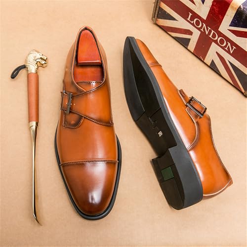Men's Faux Leather Monk Strap Loafers Fashion Classic Low Top Slip On Dress Oxford Shoes Business Casual Office Wedding Formal Shoes3
