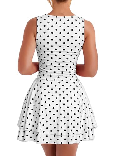 Image of Kaximil Women's Square Neck Ruffle Hem Mini Dress Ruched Waist Short Party Dresses