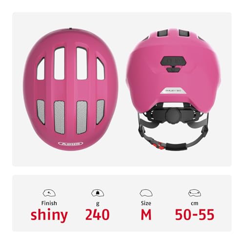 ABUS Kinderhelm Smiley 3.0 - Fahrradhelm mit tiefer Passform, kindergerechten Designs & Platz für einen Zopf - für Mädchen und Jungs - Pink Glänzend, Größe M – Bild 3