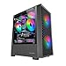 Produktbild Mars Gaming MC-Vortex, MicroATX Gaming-Gehäuse, Geometrisches Mesh-Frontpanel, Seitenscheibe aus gehärtetem Glas, 3X 120mm FRGB Rainbow Lüfter, Kompaktes PC-Gehäuse mit Doppelkammere-Design, Schwarz