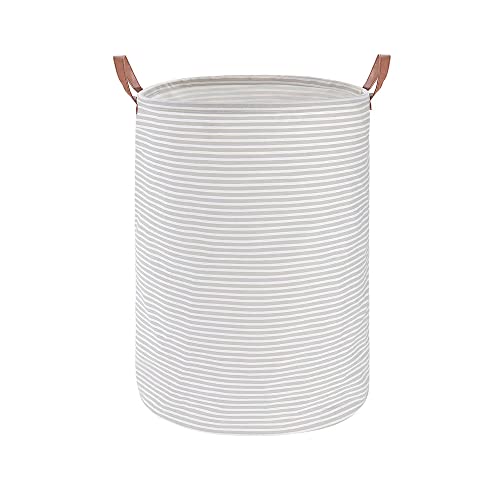 Tsingree 60 l wasserdichter Wäschekorb, großer faltbarer Wäschekorb für schmutzige Kleidung, Segeltuch-Aufbewahrungsbehälter für Kinderzimmer und Babyzimmer (60 l-cremefarbene Streifen) Cover