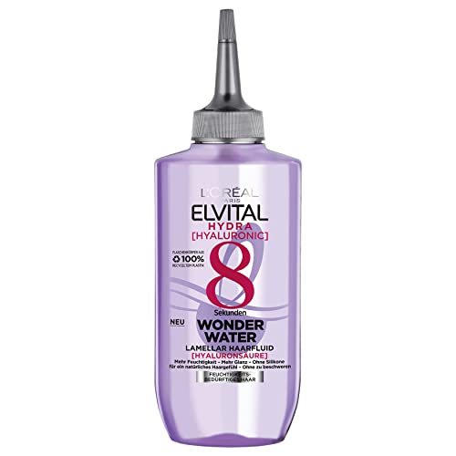 L'Oréal Paris Elvital Hydra Hyaluronic Wonder Water, fluido hidratante para cabello brillante, fluido hialurónico para un impulso hidratante, hidratación y cuidado de larga duración, 200 ml
