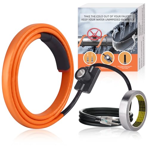 FANOVO 3ft Heat Tape for Water Pipes, Water Line Heat Tape with Thermostat, Freeze Protection Heating Tape for Water Pipes, Pipe Heat Tape, for Metal