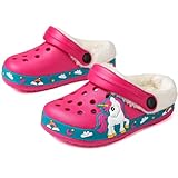 Toddler Lined Clog Slippers Winter Garden Sandals Kids House Shoes Warm Slip On Sneakers Cartoon Slides for Boys and Girls Pink-280