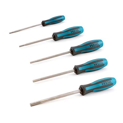 VESSEL Juego de 5 Destornilladores hexagonales Megadora