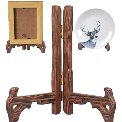 Plate Stands for Display Holder Stand Frame Holder Stand Picture for Decorative Plate Holder Book Photo Small Easel Tabletop Table Top Cookbook Wood (A 5Inch 1 Pack) Cover