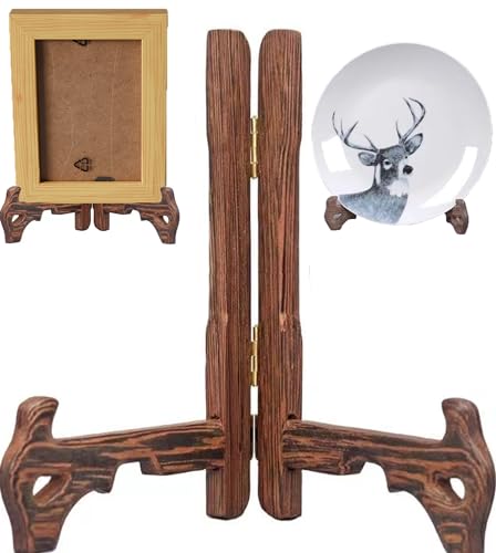 Tallrikstativ för displayhållare stativ ramhållare stativ bild för dekorativ tallrikshållare bok foto litet staffli bordsskiva kokbok trä (en 10 cm 2-pack)