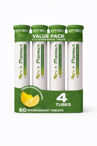 Image of ACV + Moringa Effervescent Tablets, Lemon Masala Flavour, with Probiotics, Vitamin B6 & B12, for Digestion & Detox, 15 Tablets (Pack of- 4)