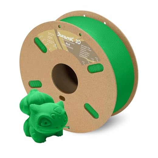 DURAMIC 3D PLA Filament 1.75mm 1kg Spool, Jam-Free High Stifness 3D Printing Filament with Cardboard Spool, No-Tangling No-Clogging Dimensional Accuracy 99% +/- 0.03 mm PLA Green 1 Pack