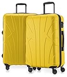 suitline - set de 2 valises 66 cm, bagage rigide de taille moyenne extensible, trolley légere, serrure à combinaison tsa, jaune