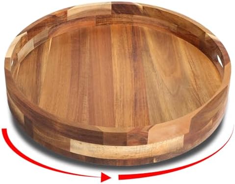 Acacia Wooden Lazy Susan for Table Top-12 Inch Wooden Lazy Susan ...