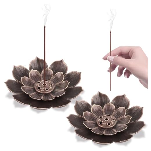 VFANDV Quemador de Incienso de Loto 2 Piezas, Soportes de Loto Portainciensos 6 Hole de Loto de Palo Quemador de Incienso con Receptor Ceniza Soporte Incienso Loto para Decoración del Hogar