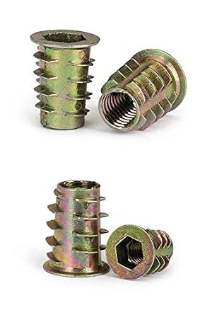 25Pcs M8x20mm Threaded Insert Nuts for Wood | Hex Socket Drive | Self-Tapping Brass Wood Inserts | Furniture, Plywood, MDF Installation