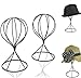 Mydio 2 Pieces Modern Metal Hat Stands Durable Stable Metal Hat Cap Rack Wigs Holder, Metal (black)