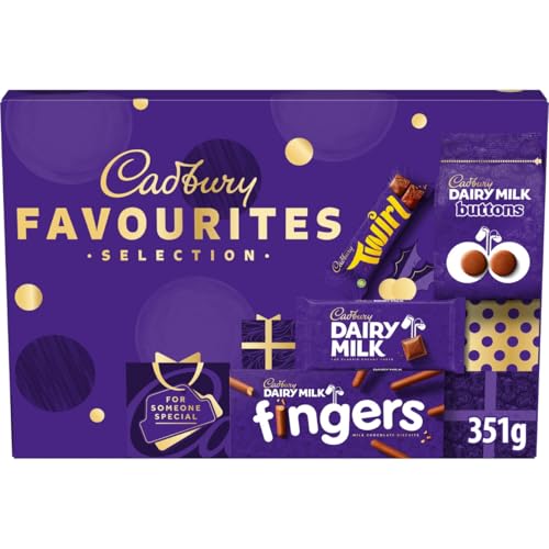 Cadbury Favourites Chocolate Selection Box, Perfect Stocking Filler Gift, Includes 4 Chocolate Bars & Bags, Perfect for Gifting, 351 g (Pack of 1)