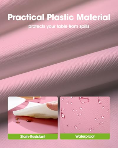 Image of Pureegg Plastic Table Cloth Disposable 10 Pack, 84'' Round Table Cloths, Easter Party, Valentines, Mothers Day Decorations, Tablecloths, Round, Pastel Plastic Cover, Leakproof & Sturdy, Pink