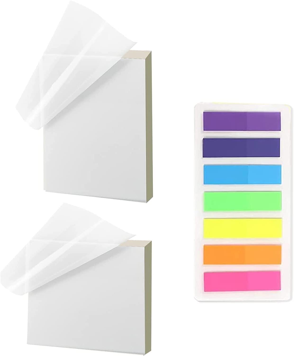 Transparent Note Pads, 240 Pieces Waterproof Self-Stick Notes Pads Index Sticker Tabs Kit 100 Sheets Writable Memo Pads 140pcs Page Markers Tabs for Books Message Reminder Planning Office School