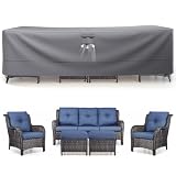 Patio Furniture Covers for 5 Pieces Set - Waterproof 600D Oxford Fabric Cover for 5 PCS Outdoor Sets Wicker Metal Couch Rocking Glider Swivel Chairs Ottomans Sectional Sofa Dining Chair – L/Space Grey -  Pugire