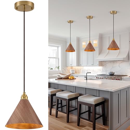 Ecoillumix 3 Pack Pendant Lights Kitchen Island, 8.3” Small Wood