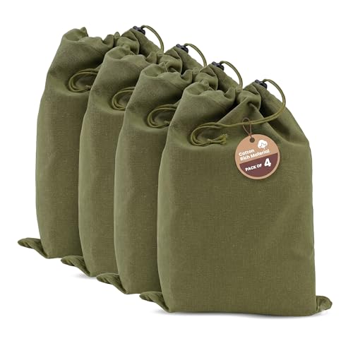 Image of LFH Cotton Rich Shoe Storage Bags with Drawstring, Breathable Dustproof Reusable Shoe Organizer for Travel, Gym, Dorm, Hotel, Machine Washable Easy Carry 12 inchx17 inch (Pack of 4), Military Green