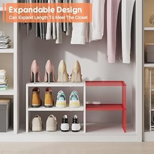 2-Tier Expandable White Shoe Rack Organizer for Closet, Stackable Shoe Rack Storage Shelf, Small Iron Wood Combination Shoe Shelves for Closets,Entryway,Front Door, Narrow Space,Hallway,6-12 Pairs 2 Tier Expandable White Shoe Rack Organizer for Closet Stackable Shoe Rack Storage Shelf Small Iron Wood Combination Shoe Shelves for ClosetsEntrywayFront Door Narrow SpaceHallway6 12 Pairs
