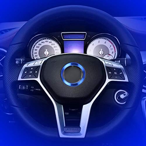 Aluminum Alloy Steering Wheel Decoration Stickers Ring Cover For Mercedes Benz A Class B Class C Class E Class Glk Gla Cla Glc W204 W205 W203 W210 W212 (Style Little (Internal Diameter: 51Mm), Blue) #TOP3
