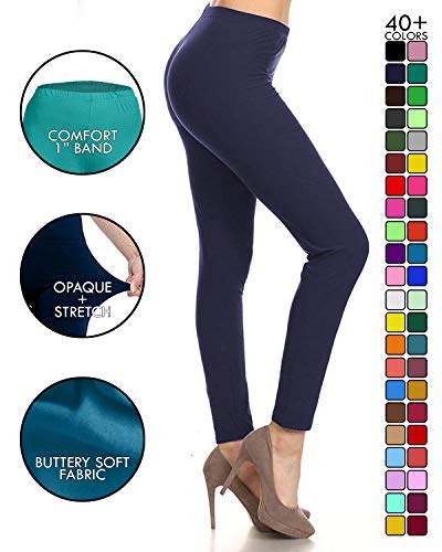 Image of Leggings Depot Women's High Waist Leggings Soft 1 inch Waistband Solid Pants - Regular, Plus, 1X3X, 3X5X