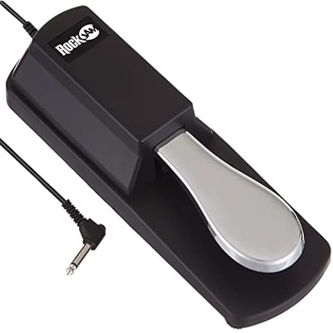 RockJam Universal Sustain Pedal for Electronic Keyboards and Digital Pianos With Polarity Switch, Anti-Slip Rubber Bottom and 5.9 ft. Cable Cover