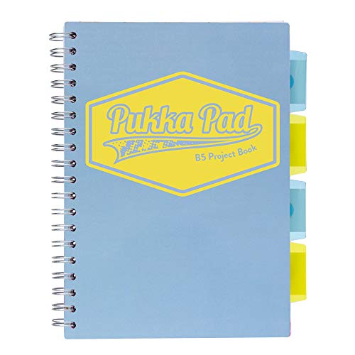 Image of Pukka Pad 5 Subject Spiral Notebook 3-Pack - 200 Pages, 100 Sheets of 80GSM Paper with Repositionable Dividers & Perforated Edges for School & Office Planning & Organization - B5-7 X 10, Pastel