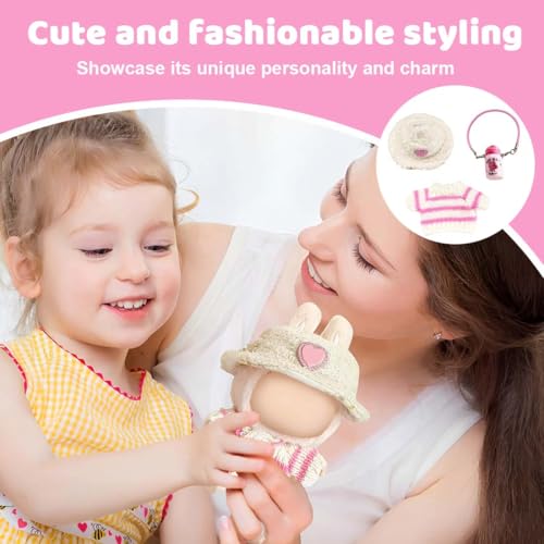 HQRKOTM Niedliche Mini Plüsch Puppen Kleidung Outfit nur Bekleidungs zubehör für 17cm Labubu Puppen Pullover Hoodie Kleidung DIY Kinder Geschenke,A