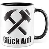 Tasse Bergmann Geschenk Glück Auf!, Kaffeetasse Mine Stollen Gruß Minenarbeiter Bergarbeiter, Geschenkidee Arbeit Kollege Kollegin Familie Geburtstag Weihnachten Kaffee-Becher