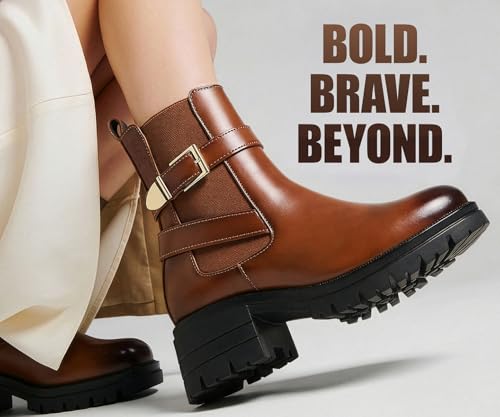 Image of LOUIS STITCH Women's High Ankle Boots| Elegant Buckle Slip-On Boots | Casual Slip-On Long Boots for Women | Casual & Formal Outings | LSLD-CLBT-LBB