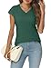 AUTOMET V Neck T Shirts for Women Spring Summer Fall Tops Teacher Work Business Dressy Casual Blouses Basic Tees Boho Fashion Green S
