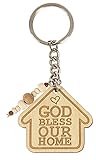Inkdotpot Housewarming Keychain God Bless Our Home Wood Engraved Keychain Home Owner Gift