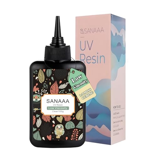 SANAAA UV Harz 100g Niedrige Viskosität,Transparentes UV Resin Hart,Kristallklar UV-Solarhärtendes Harz für Schmuckherstellung von Ohrringen,Basteldekor, Beschichtung und Reparatur