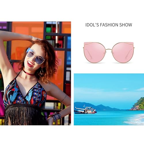 Cat Eye Designer Sunglasses Women Polarized Oversized Lenses Metal Frame UV Protection4