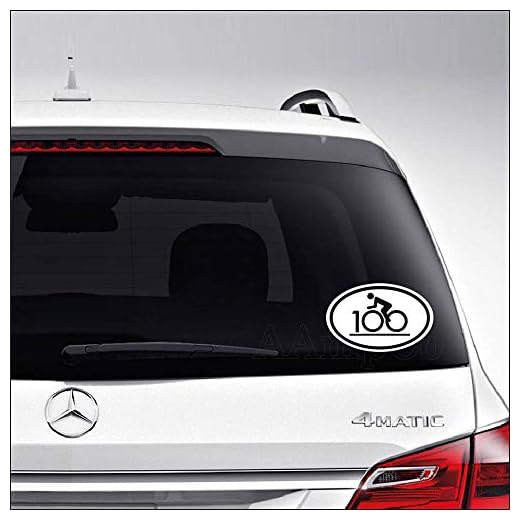 Century Ride Bike Race 100 Miles for Car Truck Motorcycle Windows Bumper Laptop Home Wall Decor Vinyl Sticker Decal Size- [8 inch/20 cm] Wide/Color- Gloss White