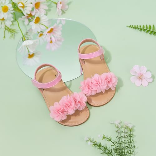 Image of Otter MOMO Girls Open Toe Princess Flat Sandals with Comfort Sole Summer Sandals