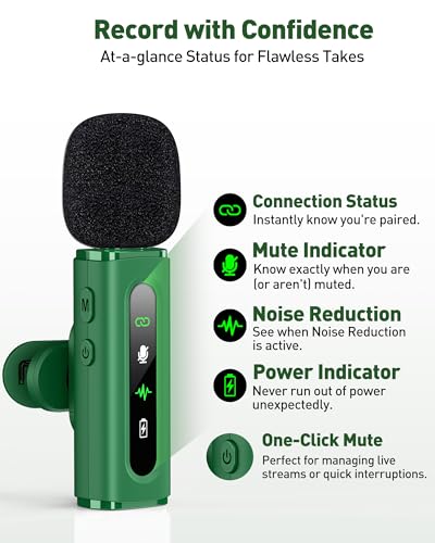 Image of USB C Wireless Lavalier Microphone for iPhone, iPad & Android Phone, Green