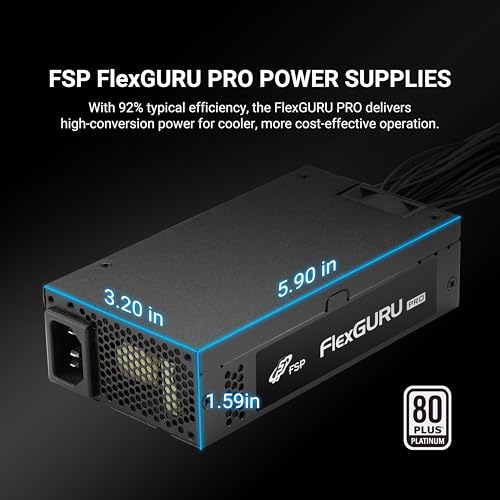 Image of FSP FlexGURU Pro Power Supply, Flex ATX 650W, 80 Plus Platinum Certified PSU, Non-Modular, with Universal fix Bracket, Perfect for SFF PC, 1U IPC, and NAS Systems, etc. 5 Year Warranty(FSP650-50FUB)