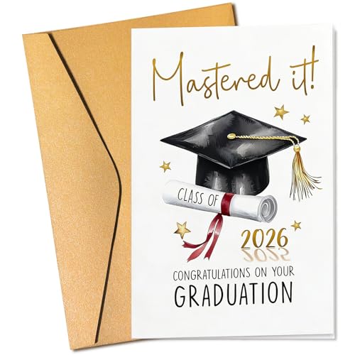 Graduation Card Mastered it! Greeting Cards So Very Proud of You Graduation cap Cards Female or Male Masters graduations ceremony graduations party