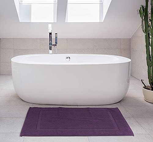 Utopia Towels Cotton Banded Bath Mats, [Not a Bathroom Rug], 53 x 86 CM, 100% Ring Spun Cotton - Highly Absorbent and Machine Washable Shower Bathroom Floor towel (Pack of 2) (Plum)