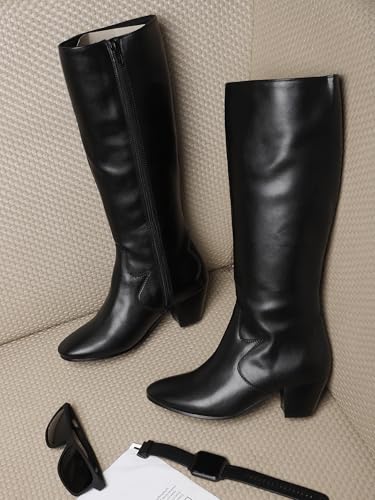 Image of ELLE Women Classic Knee-High Heeled Boots with Interior Side Zipper