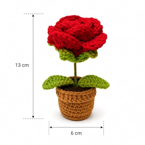 Image of VRB Dec Plastic TM 1 Pcs Crochet Flowers Artificial Sunflower for Office Desk Car Dashboard Decor,Home Decoration, Office, Bedroom, Christmas Decor, Wedding (Small Yellow Daisy with Pot)