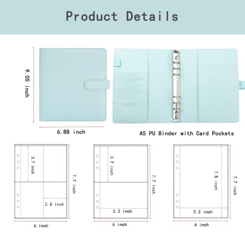 Image of Sticker Binder Organizer with Storage Sleeves,Reusable Stickers Collecting Book Album Holder, A5 Blank Sticker Container Organizer-Blue